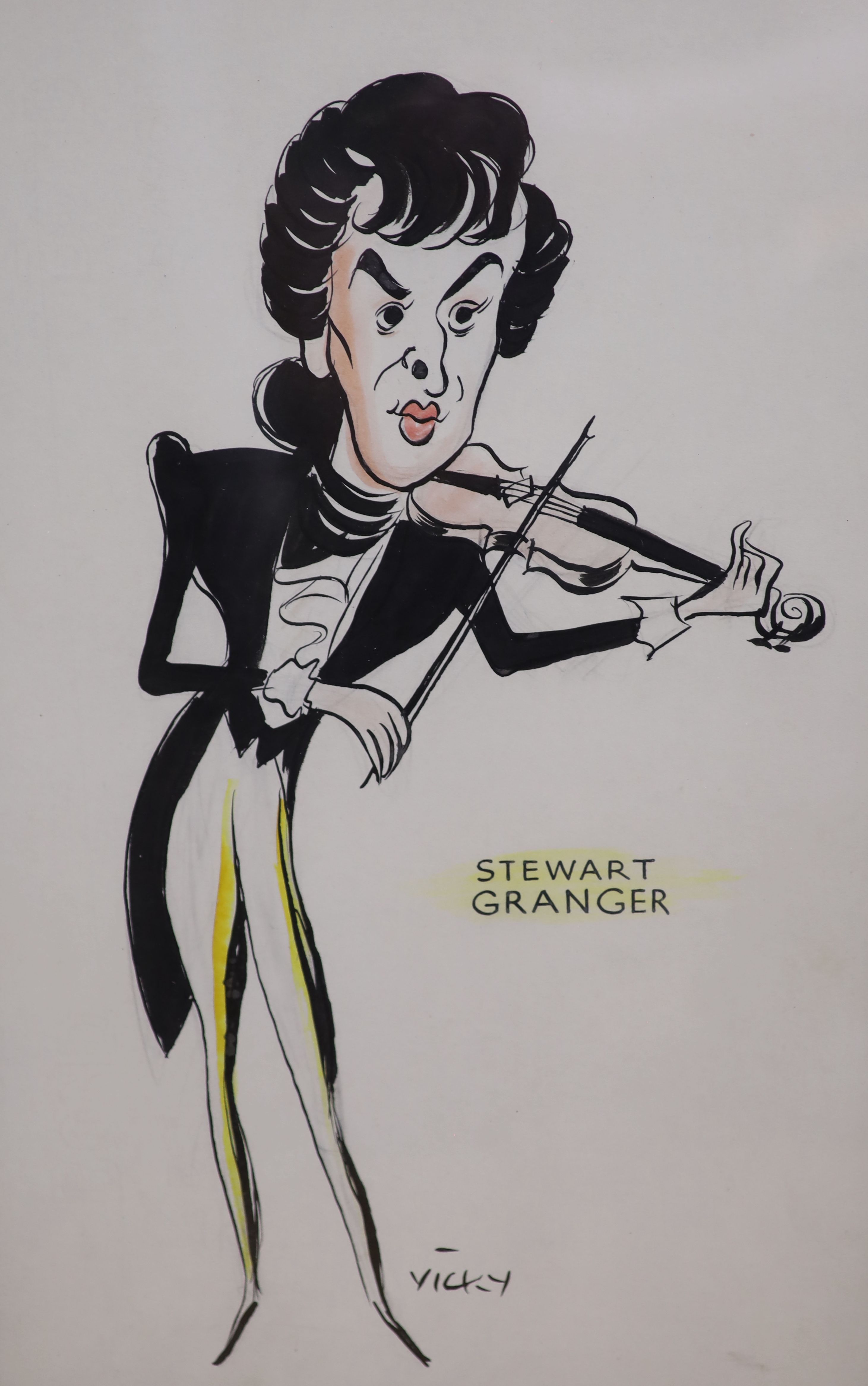 Victor Weisz (1913-1966). ink and wash, Caricatures of Jean Kent and Stewart Grainger, signed, largest 40 x 25cm